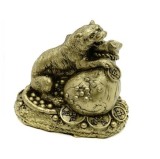 Statueta Feng Shui Tigru cu Sac de bani - 8cm,Model FS203