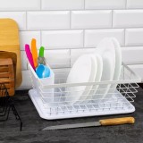 Suport Vase Uscator Kinghoff KH-1731, Metal+Plastic, 36.3x30.2x14.5cm, Alb, Tava Detasabila, Farfurii, Tacamuri