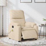 VidaXL Fotoliu de masaj rabatabil electric, crem, microfibră
