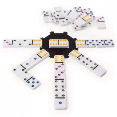 Joc Domino 6 culori pentru copii si familie in cutie de metal foto