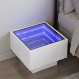 Cumpara ieftin Noptieră cu LED infinity, alb, 40x40x30 cm