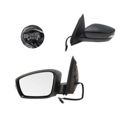Oglinda exterioara Skoda Fabia, 12.2014-; Fabia, 07.2018-, Stanga, reglare electrica; carcasa neagra; incalzita; geam convex; cromat; 6 pini; cu semn foto