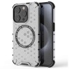 Husa transparenta iPhone 15 Pro Techsuit HoneyComb Shield MagSafe, alb