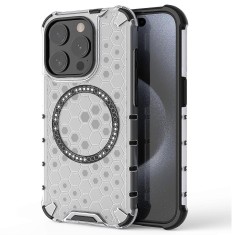 Husa transparenta iPhone 15 Pro Max Techsuit HoneyComb Shield MagSafe, alb foto