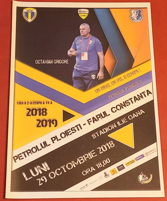 Program meci fotbal PETROLUL Ploiesti - FARUL CONSTANTA (29.10.2018)