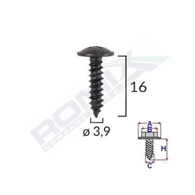 Surub Universal Fixare Negru 3.9X16mm Set 25 Buc 136498 40506Z-RMX foto