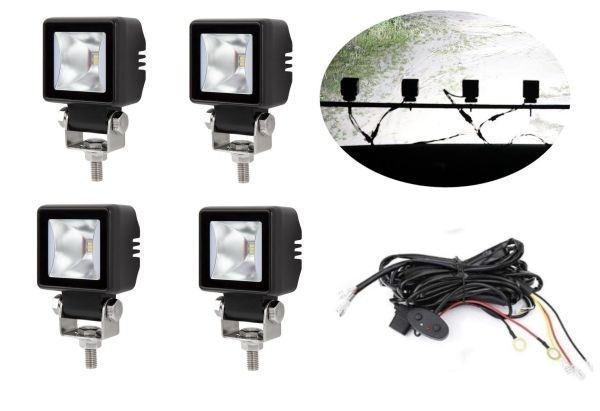 4 x LED Lumini de lucru DRL Hallo Lampe 12V 24V pentru Camion tractor Suv 4x4 Flood Beam Alb