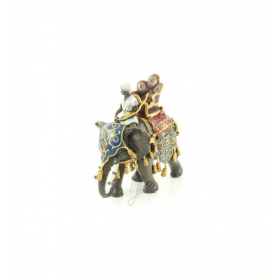 Arab calare pe elefant-statueta din bronz pictat ND-8 foto