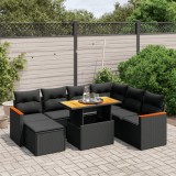 Cumpara ieftin Gossi set mobilier de gradina cu perne, 8 piese, negru, poliratan