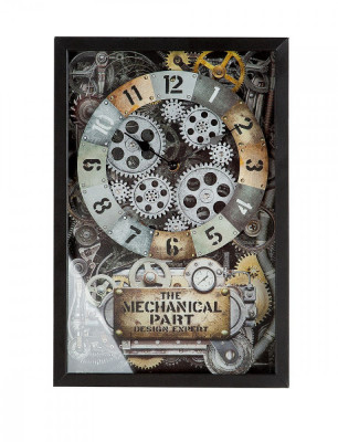 Ceas de perete steampunk din metal si sticla Industrial Design Expert 40 cm foto