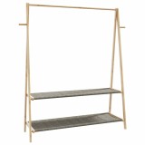 Cumpara ieftin Cuier pentru haine cu rafturi, 132x45,5x150,5 cm, bambus