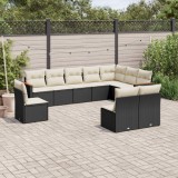 Gossi set canapele de gradina cu perne, 10 piese, negru, poliratan
