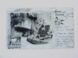 Rara! Carte postala litho Orsova:Salutari din Orsova,circulata 1902