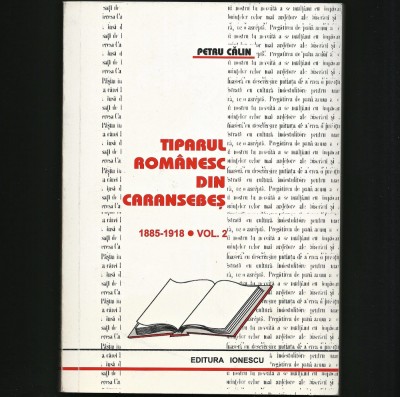 TIPARUL ROM&amp;Acirc;NESC DIN CARANSEBEȘ * 1885-1918 * VOL. 2 - PETRU CĂLIN foto