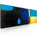 Cumpara ieftin Tablou pictat manual - Fascination with the blue color 100x40 cm