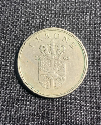 Moneda 1 coroana 1962 Danemarca foto