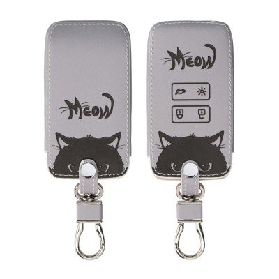 Husa Cheie Auto Kwmobile pentru Renault 4 Butoane - Smart Key, Gri/Negru, Piele ecologica, KWM000008UA043C foto