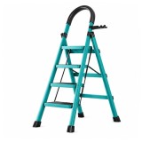 Cumpara ieftin Scara pliabila metalica 4 trepte, DEPOX&reg;, antiderapanta, compacta, albastru, 145 cm