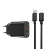 Incarcator Retea Cu Cablu Lightning WiWu Wi-U002, 20W, 3A, 1 x USB-A - 1 x USB-C, Negru, Apple