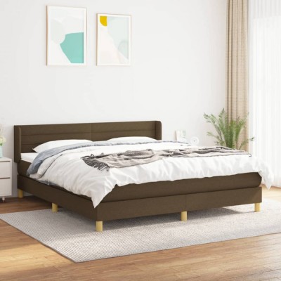 vidaXL Pat continental cu saltea maro &amp;icirc;nchis 180x200cm material textil 3130372 foto