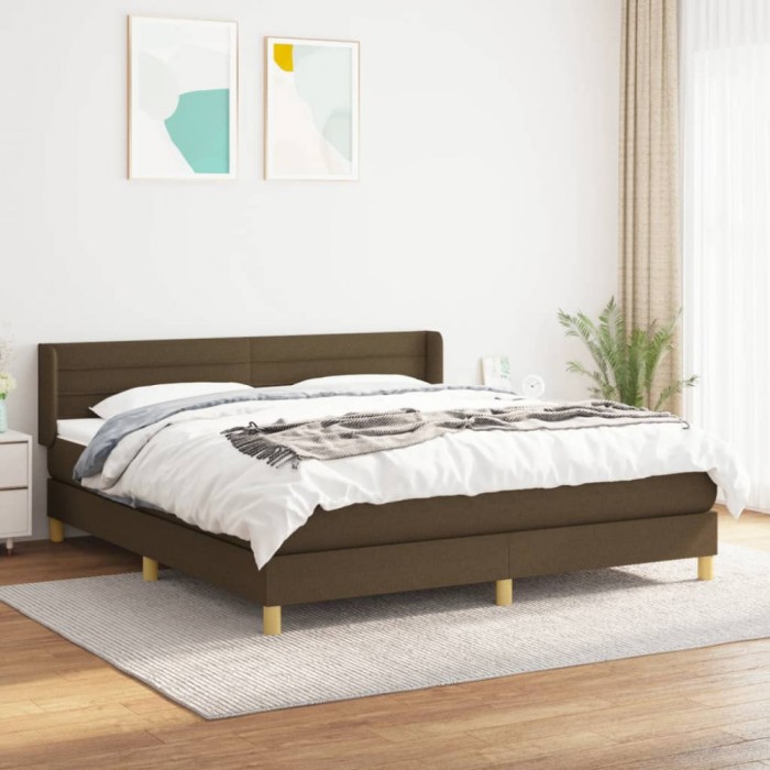 vidaXL Pat continental cu saltea maro &icirc;nchis 180x200cm material textil 3130372