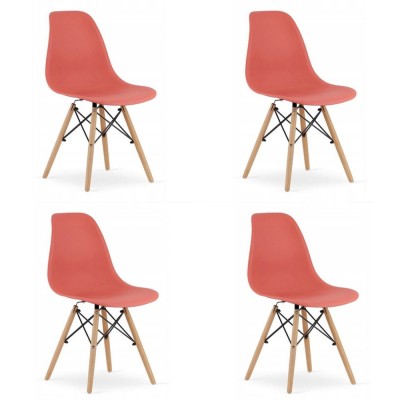 Set 4 scaune stil scandinav, Artool, Osaka, PP, lemn, vermilion, 46x54x81 cm foto