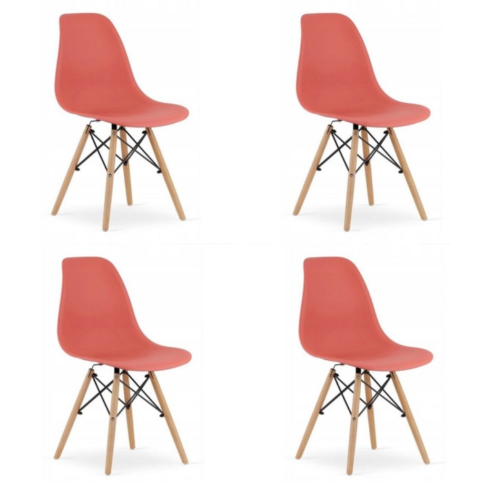 Set 4 scaune stil scandinav, Artool, Osaka, PP, lemn, vermilion, 46x54x81 cm