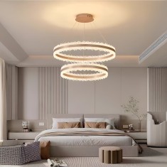 Lustra LED suspendata cu Telecomanda FOSCO Duo 126W, lumina Rece/Calda/Neutra, Dimabila,Inaltime Reglabila, Auriu ModernLight Concept