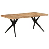 VidaXL Masă de bucătărie, negru, 180x90x77 cm, lemn masiv de acacia