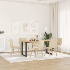 vidaXL Scaune de sufragerie, 6 buc., crem, țesătură 3315597