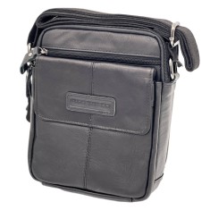Borseta Piele Barbati de Umar Neagra, 22x18x7 cm , Colectia Allan Marco, Micutz&reg;, Bretele Reglabile