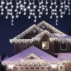 Instalatie craciun tip turturi, 5 m, 143 led-uri, ip44, alb rece, 8 jocuri de lumini, interconectabila, prelungitor 3 m inclus, fir cupru, flippy, int