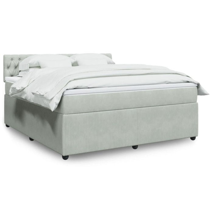 vidaXL Pat box spring cu saltea, gri deschis, 180x200 cm, catifea 3287812