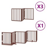 Cumpara ieftin Poarta caini pliabila cu usa 15 panouri maro 750 cm, lemn plop
