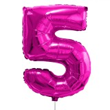 Balon Petrecere Fucsia, Cifra 5, Folie Aluminiu, 31x19cm
