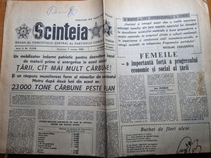 scanteia 7 martie 1982-ziua femeii,omagiu femeii muncitoare