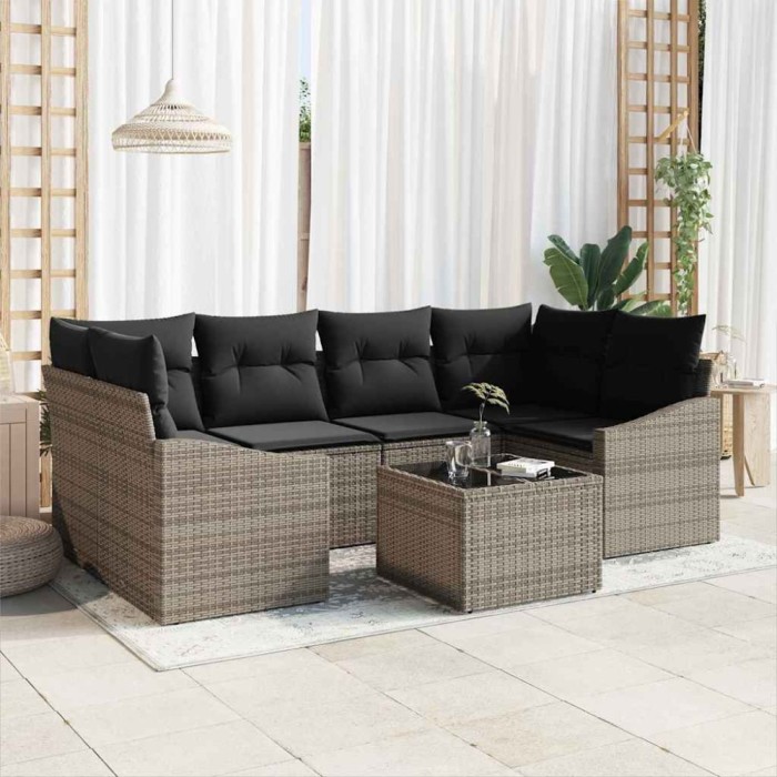 vidaXL Set de canapele pentru grădină Manual 7 pcs Gri 55 x 55 x 37 cm 3346619