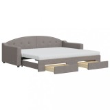 Cumpara ieftin Pat de zi cu extensie si sertare, gri taupe, 90x200 cm, textil