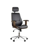 Scaun directorial cu tetiera OFF1606, baza metalica, piele ecologica, elegant, mecanism balans, 120 kg