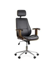 Scaun directorial cu tetiera OFF1606, baza metalica, piele ecologica, elegant, mecanism balans, 120 kg