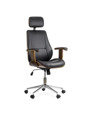 Scaun directorial cu tetiera OFF1606, baza metalica, piele ecologica, elegant, mecanism balans, 120 kg foto