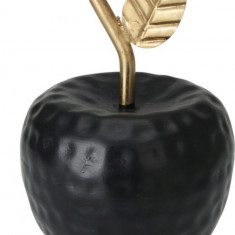 Decoratiune Apple, 11x10x10 cm aluminiu, negru/auriu