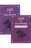 Pachet Alice in Tara Minunilor + Jurnal de lectura Lewis Carroll Editie adaptata Carti Copii Ilustratii Alb-Negru