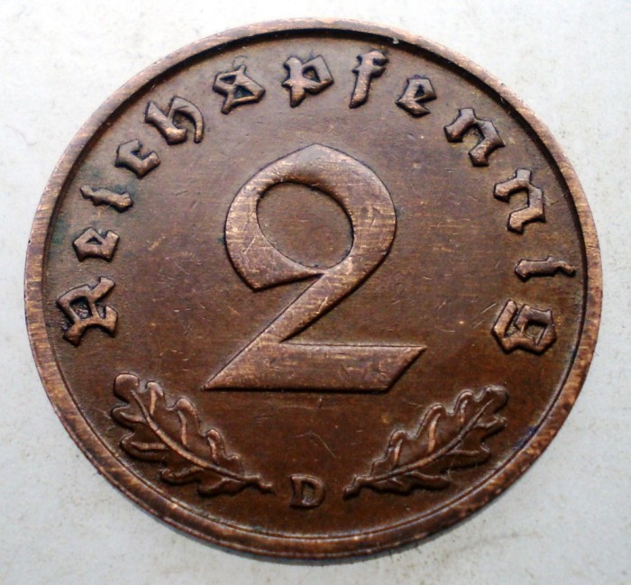 2.804 GERMANIA 2 REICHSPFENNIG 1936 D RARA