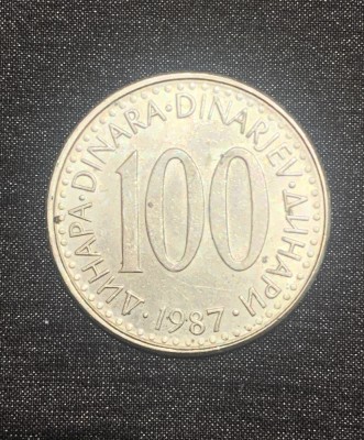 Moneda 100 dinari 1987 Iugoslavia foto