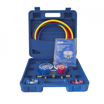 Set baterie Manometru Colector dublu Value VMG-2-R134a-B pentru freon R-134a foto