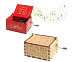 Cumpara ieftin Set de 2 Cutii Muzicale din Lemn cu Manivela, Design Sculptat Vintage, Cadouri Retro pentru Craciun si Valentine s Day, lemn+rosu