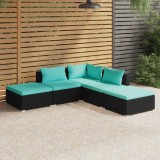 Gossi set mobilier de gradina cu perne, 5 piese, negru, poliratan