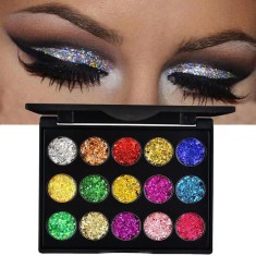 Set machiaj 15 culori stralucitoare cu efect de sclipici pentru ochi pleoape