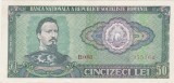 Bancnotă Rom&acirc;nia 50 lei 1966 Alexandru Ioan Cuza &ndash; RSR, seria B.0063